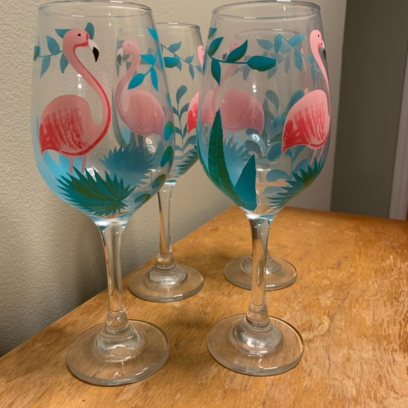 Flamingo set of 4 wine glasses - Picture 4 of 5